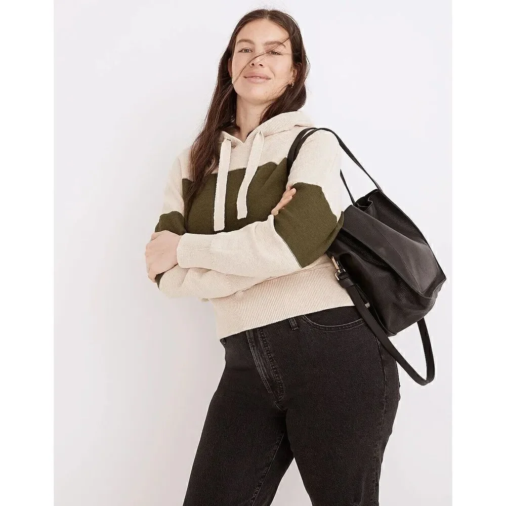 Madewell Clairview Hoodie Sweater in Heather Artichoke Colorblock Size XS Womens
